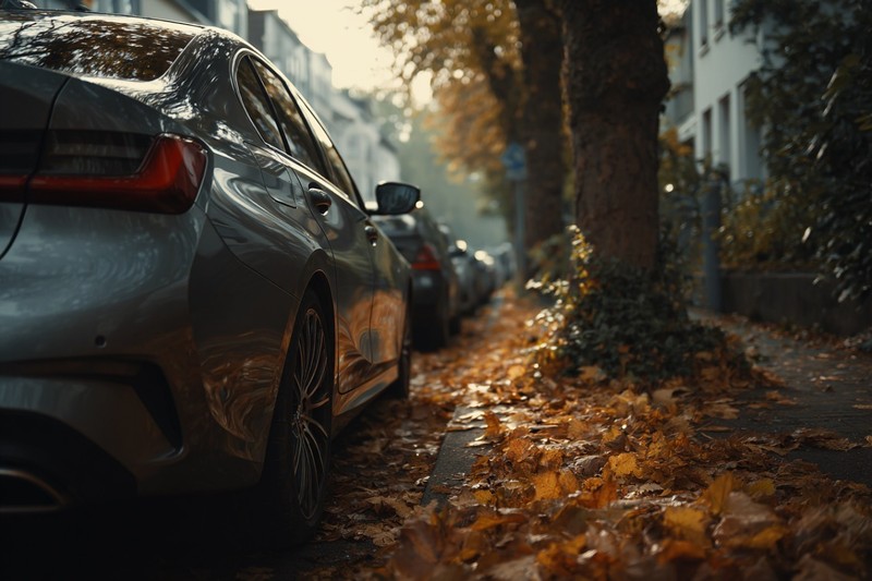 Herbstlaub am Kofferraum muss entfernt werden.