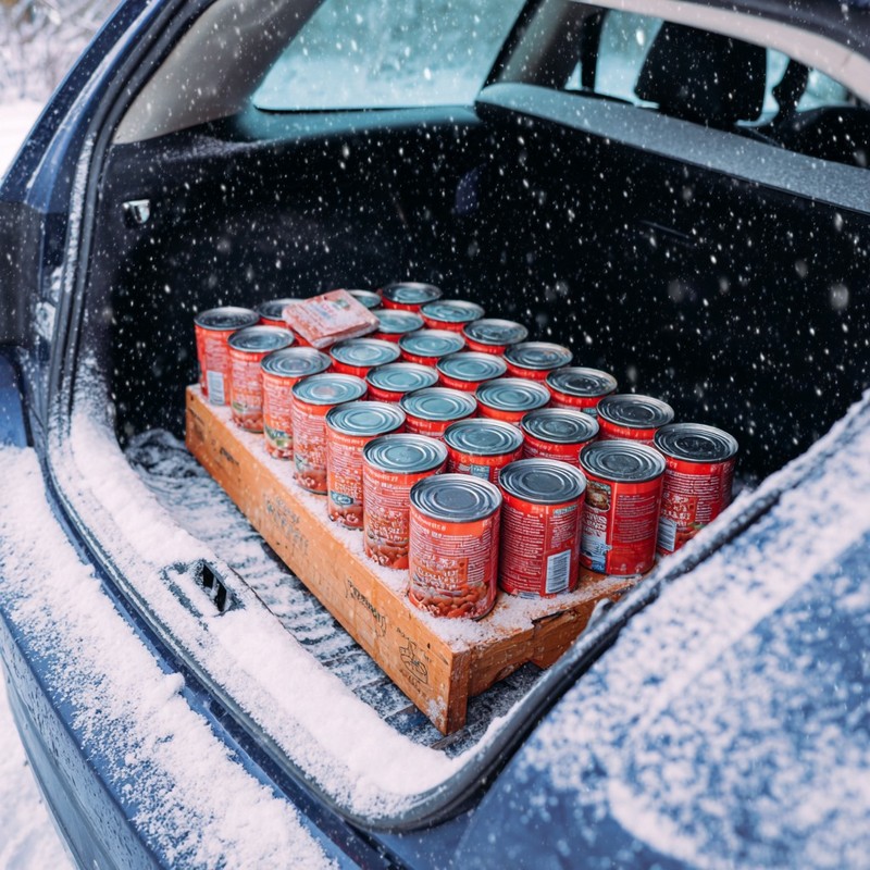 Dosen mit Lebensmitteln gehören im Winter nicht ins Auto.